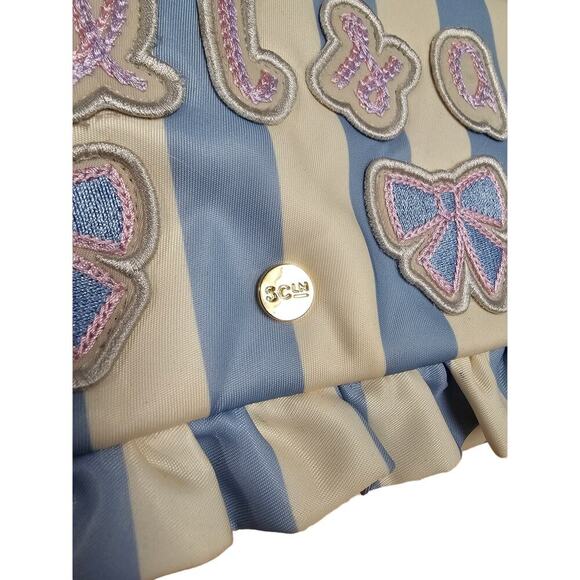 Stoney Clover Lane Personalized ALISA Ruffle Jewelry Roll Blue Strip - Picture 3 of 8